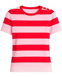Yumi' - Block Stripe Knitted Top With Button Details - Lyst