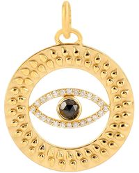 Artisan - Yellow Gold Natural Diamond Evil Eye Pendant Handmade - Lyst