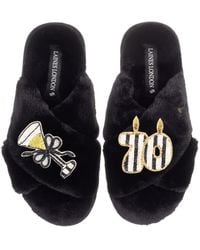 Laines London - Classic Laines Slippers With Stripe 70 Th Birthday & Glass Of Champagne Brooches - Lyst