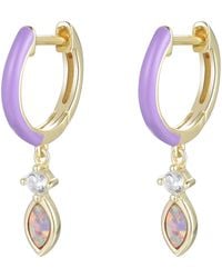 KAMARIA - Enamel Opal Huggie Earrings - Lyst