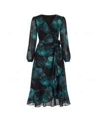 Yumi' - Floral Dipped Hem Wrap Midi Dress - Lyst