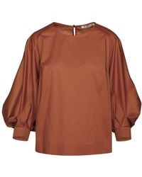 Conquista - Chocolate Top With Bishop Sleeves - Lyst