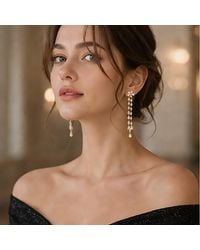 VicStoneNYC Fine Jewelry - Elegant Vermeil Flower Dangle Earrings – Long Drop Jewelry For - Lyst