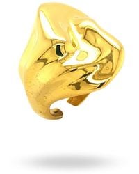 LINYA JEWELLERY - Shiny Hammered Big Ring Vintage Style - Lyst