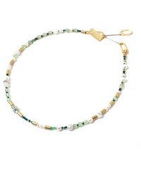 Anne-Marie Chagnon Glea Teal Pearl Brass Quartz Glass Beads Pewter Chocker Necklace - Metallic