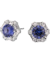 Juvetti - Melba Earrings In Blue Sapphire & Diamond - Lyst