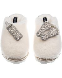 Laines London - Teddy Closed Toe Slippers With Pearl New Baby Brooches - Lyst