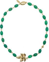 Farra - Agate With Maple Leave Pendant Necklace - Lyst