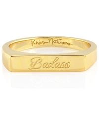 Kris Nations - Badass Script Engraved Ring Vermeil - Lyst
