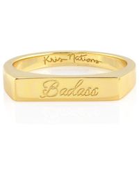 Kris Nations - Badass Script Engraved Ring Vermeil - Lyst