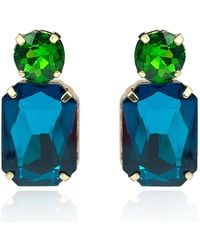 Michael Nash Jewelry - Adelle Peacock Crystal Ocatgon And Tourmaline Round Stone Drop Earrings - Lyst