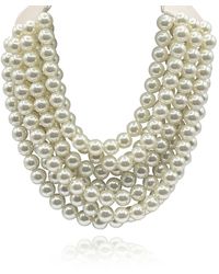 Michael Nash Jewelry - Neutrals Multi-Strand Faux Pearl Necklace With Ivory Vegan Adjustable Clasp - Lyst