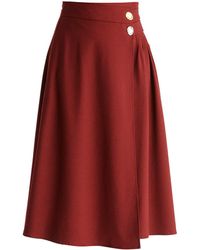 Paisie - Wrap Midi Skirt With Pleated Detail - Lyst