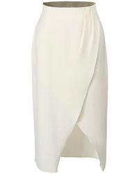 Smart and Joy - Neutrals Minimalist Wrap Effect Satin Skirt - Lyst