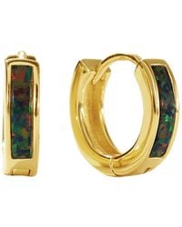 Harfi - Forest Opal Huggie Hoop Plated Earrings - Lyst