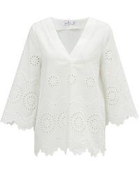 Peraluna - Hiromi V-neck Bell Sleeve Blouse In - Lyst