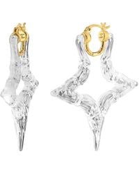 Gold & Honey - Clear Bamboo Star Hoop Earring - Lyst