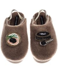 Laines London - Neutrals Flatform Cloud Closed Toe Slippers With Caviar & Blini Brooches - Lyst