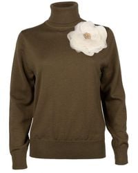 House of Laines London - Neutrals Laines Couture Embellished Cream Corsage Knitted Roll Neck Jumper - Lyst