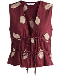 Paisie - Leaf Embroidered Tie Front Waistcoat - Lyst