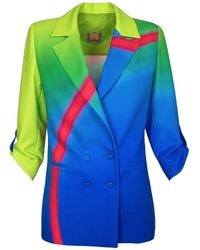 Lalipop Design - Double-Breasted Digital Print Sax Jacket - Lyst