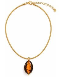 Saéa - Cheetah Glass Pendant Necklace On-Filled Snake Chain - Lyst
