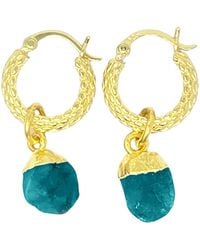 Harfi - Raw December Birthstone Huggie Hoops Vermeil Plated Gemstone Earrings - Lyst