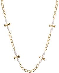 Caramel Vintage Jewellery - Bow And Pearl Link Necklace - Lyst