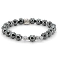 Ebru Jewelry - Natural Hematite Stone Sterling Sliver Accent Beaded Bracelet - Lyst