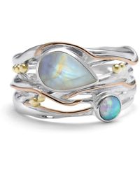 Isla Silver - Moonstone & Fire Opalite Statement Ring - Lyst