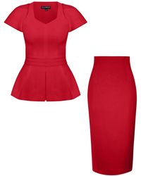 Tia Dorraine - Short-Sleeved Fitted Top & Skirt Set, Fierce - Lyst