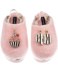 Laines London - Flatform Cloud Closed Toe Slippers With Stripe 40Th Birthday & Cake Brooches - Lyst