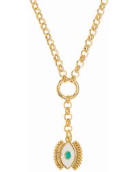 Patroula Jewellery - Turquoise Evil Eye On Gold Belcher Chain Necklace - Lyst