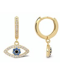 Kylie Harper - Dangling Evil Eye Hoop Earrings - Lyst