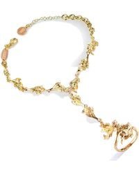 Unaloe - Sterling Vermeil Hand Chain Ring Bracelet – Elegant Jewelry With Leaf Design - Lyst