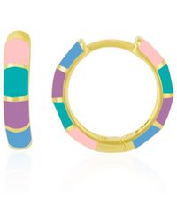 Spero London - Enamel Sterling Hoop Earring - Lyst
