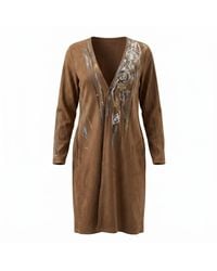 Saniya Khan - Neutrals Faux Suede Hand Painted Jacket - Lyst