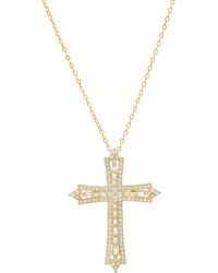Kylie Harper - Art Deco Diamond Cz Cross Pendant Necklace - Lyst
