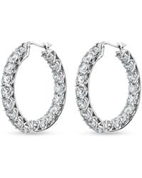 SALLY SKOUFIS - Luxe Grande Hoop Earrings With Made Cz Diamond Stimulant - Lyst