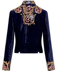 Beatrice von Tresckow - Embroidered Velvet Valerie Cropped Jacket - Lyst