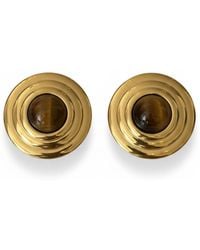 LÁTELITA London - Como Large Round Stud Earrings Tigers Eye - Lyst