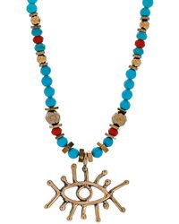 Ebru Jewelry - Guardian Evil Eye Pendant Stone Beaded Necklace - Lyst