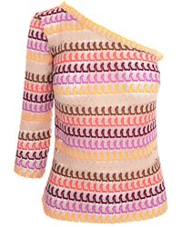 AVENUE No.29 - One-Shoulder Stripe Lace Blouse - Lyst