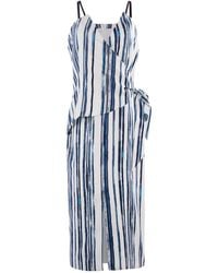 Smart and Joy - Stripe Print Wrap Effect Dress - Lyst
