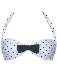 Miss Circle New York - Olivea Polka Dot Bowtie Halter Bikini Top - Lyst