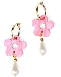 By Chavelli - Daisy Pearl Drop Earrings - Lyst