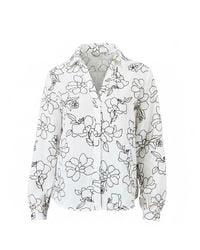 Yumi' - Scribble Floral Embroidered Shirt - Lyst