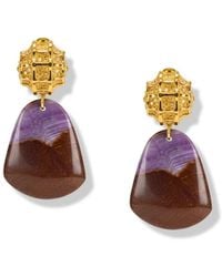 Jaredjamin - Honeycomb Clip On Earrings With Jasper - Lyst