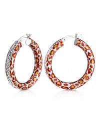 Gold & Honey - Leopard Print Diamond Cut Hoop Earrings - Lyst