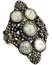 Artisan - Uncut Diamond 18k Gold Long Ring 925 Sterling Silver Jewelry - Lyst